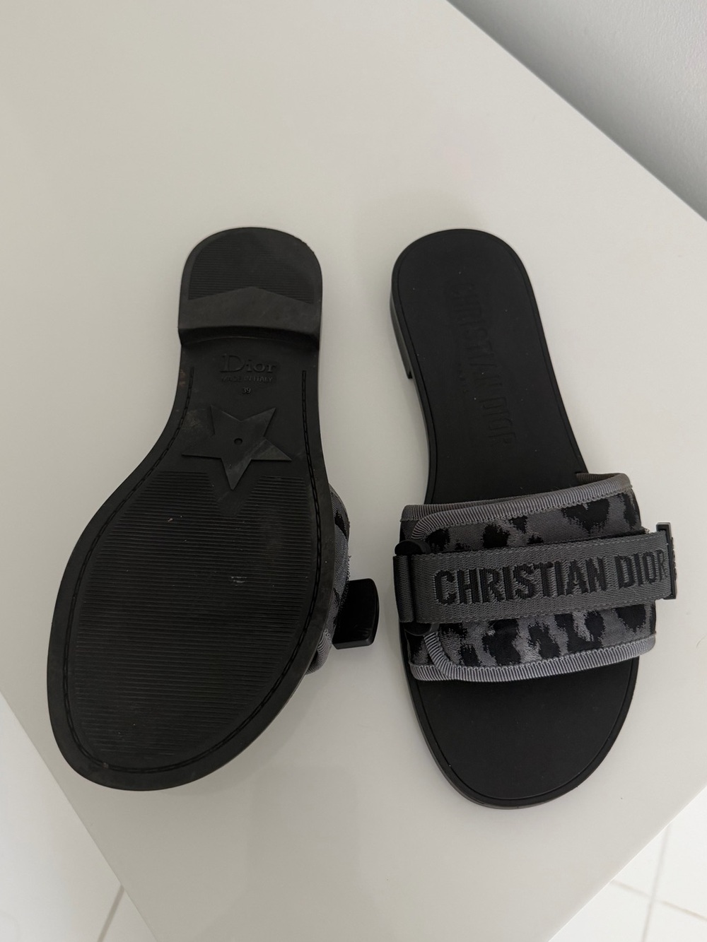 Dior Black and Gray Logo Slide Sandals - Picture 3 of 3